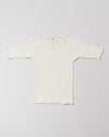 BASERANGE Round neck ruffled ribbed cotton T-shirt TOPA series collection France BAS-TOPA-RB-000-OFF WHITE